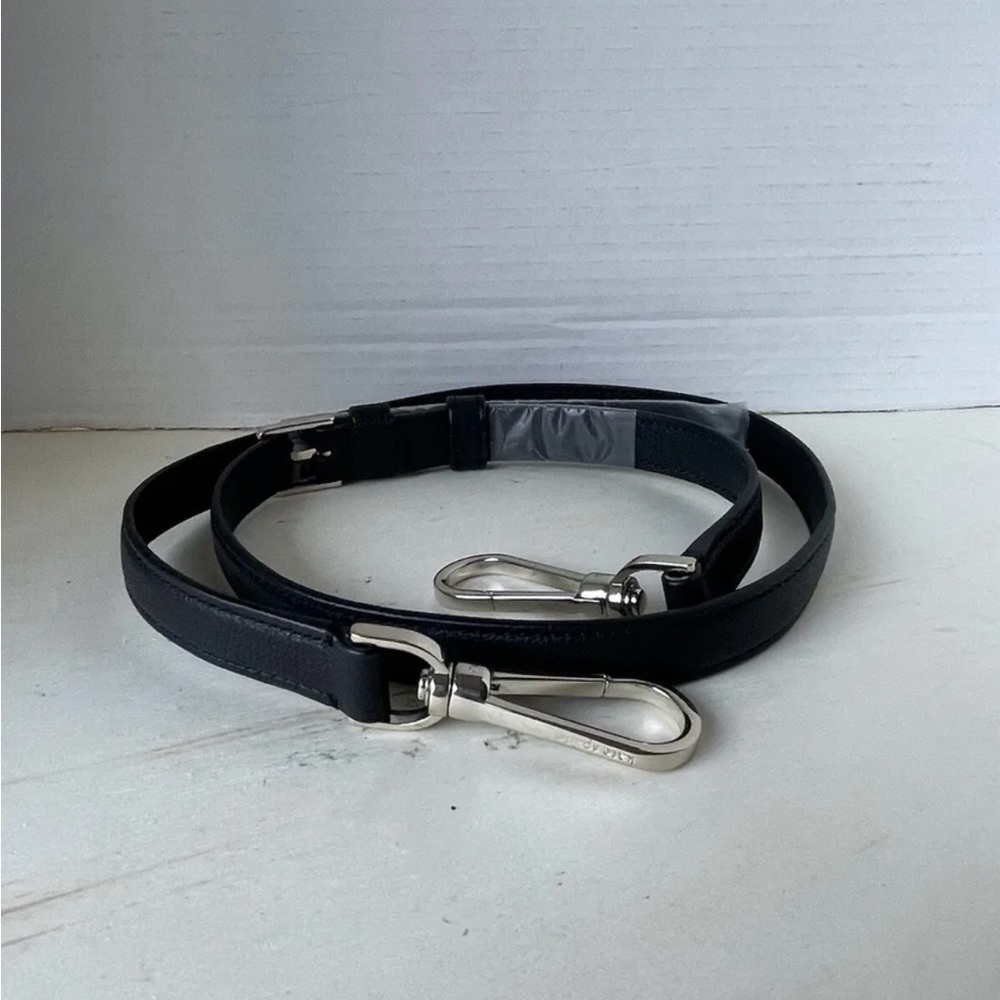 🖤 KATE SPADE Black Genuine Leather Silver Hardwear Purse Strap Replacement NEW